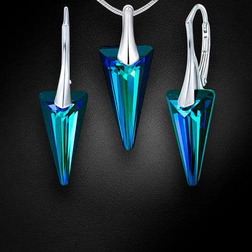 Серебряный комплект "Smaile (Bermuda Blue)" с кристаллами Swarovski™